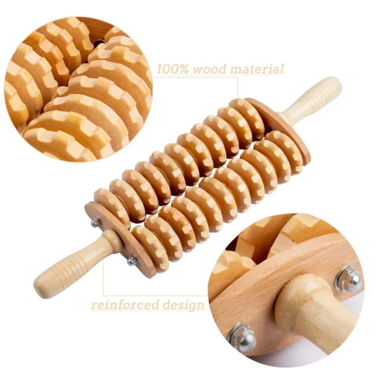 Solid Wooden Roller Massager – Full Body Relaxation Stick