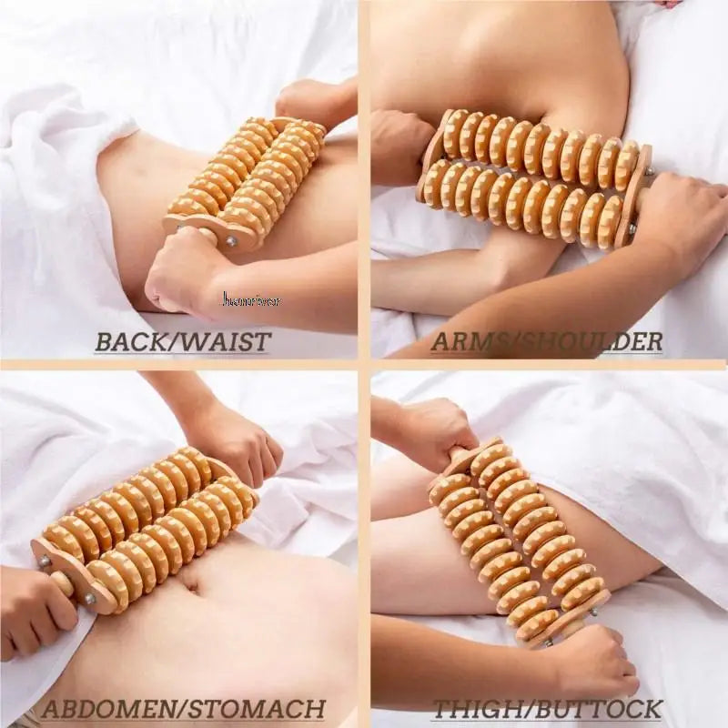 Solid Wooden Roller Massager – Full Body Relaxation Stick