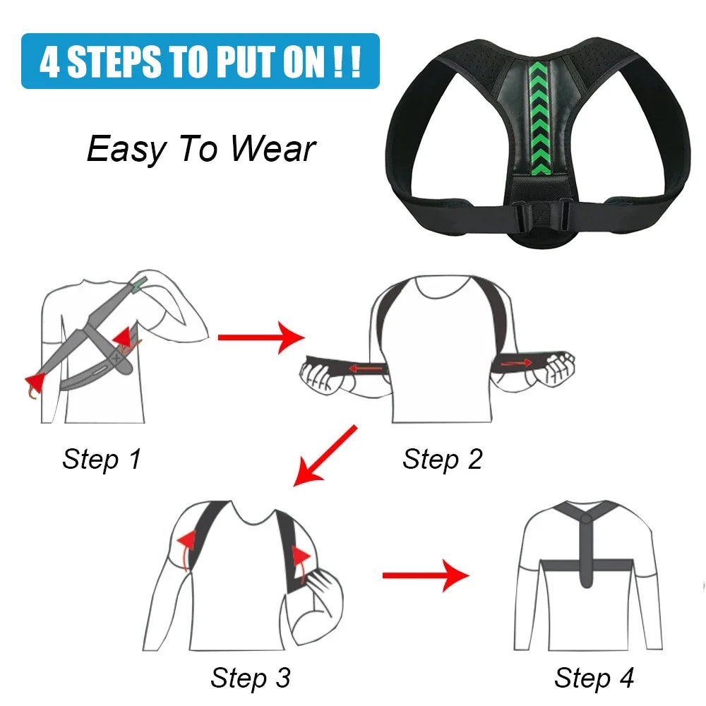 Posture Corrector for Men & Women – Adjustable Upper Back Brace