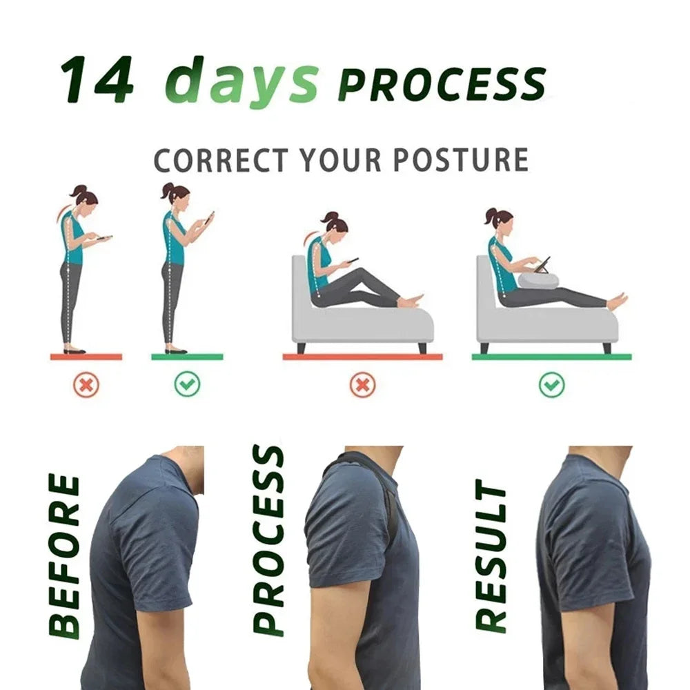 Posture Corrector for Men & Women – Adjustable Upper Back Brace